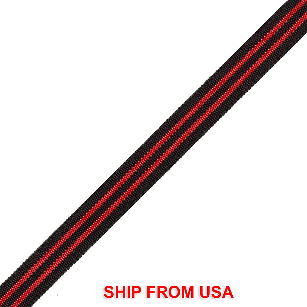 3/8" (10mm) Elastic Stretch Flat Band, Mask Band, Elastic Stretch Lingerie, Stretch Elastic Band, by 3-Yards, TR-11767 (Black/Red)