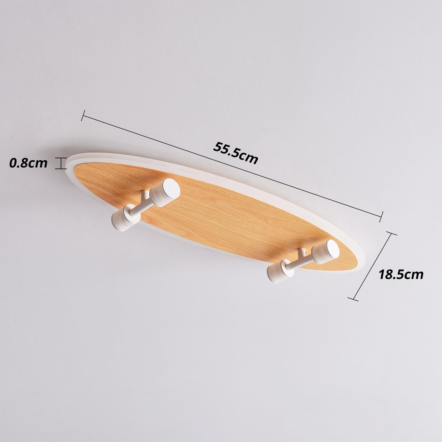 LED Deckenlampe Kinderzimmer Skateboard-Design aus Holz – Dimmbar Deckenleuchte mit Fernbedienung, 24 W, 2800lm, 3000–6500 K, Jungen Mädchen Kinderzimmerlampe