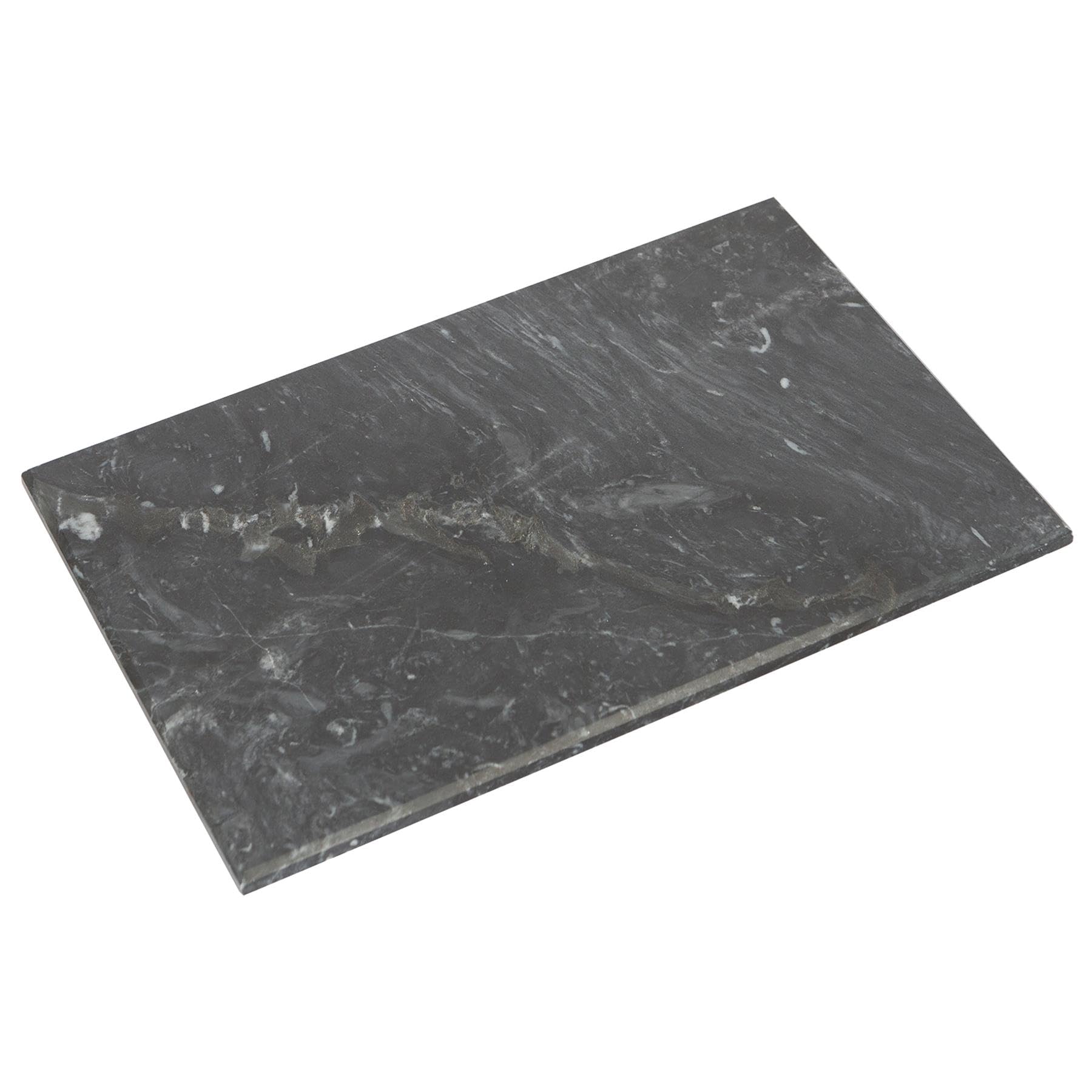 Argon Tableware Planche à Découper Rectangulaire en Marbre - 40cm x 30cm - Noir - 1x Antidérapant Pierre Cuisine Fromage Pain Viande Coupe Service Plan de Travail Protecteur Dalle