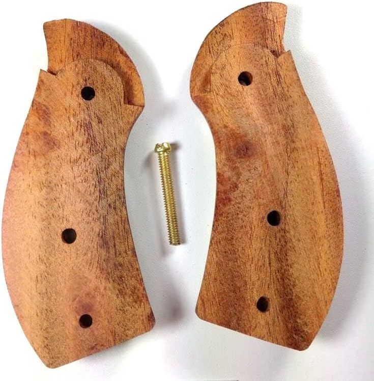 Miniatura 2 de BMPL Smith & Wesson S&W J Frame Round Butt Bodyguard Grips a cuadros de madera dura hecha a mano, color marrón