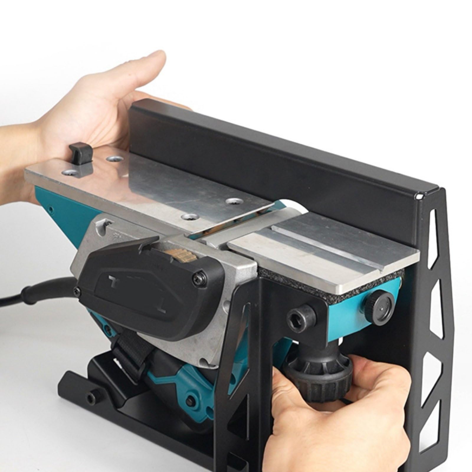 Sharplace Soporte para Montaje de Cepillo Manual con Estructura Resistente Base Nivelada Facilidad para el Deslizamiento de Piezas y Adaptador de Taller