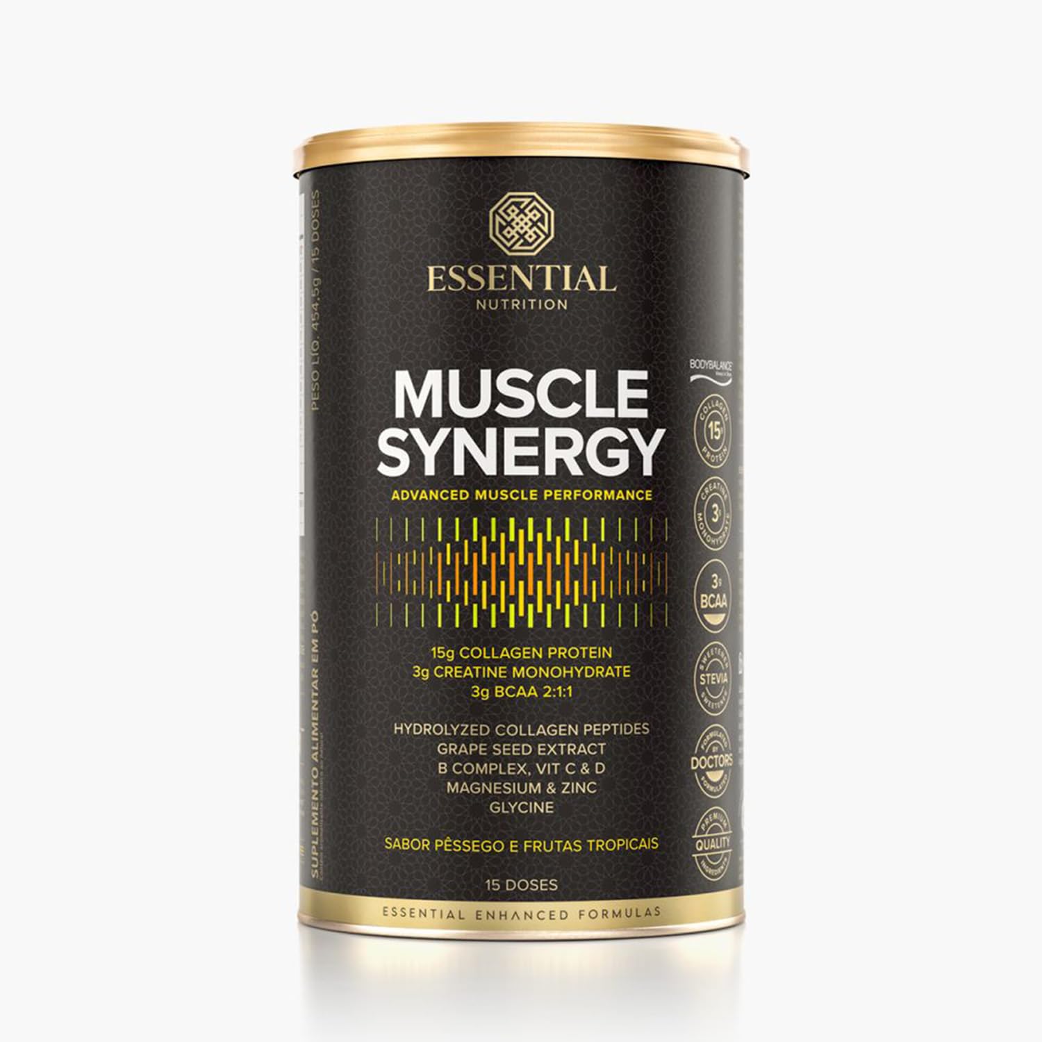 Muscle Synergy - Colágeno + Creatina + BCAA - Sabor Pêssego e