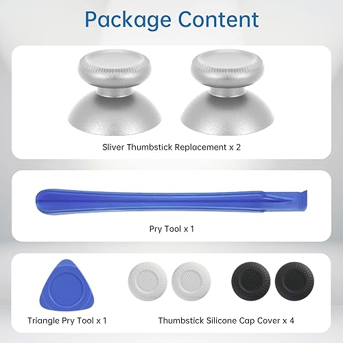 Miniatura 5 de VRbrother 2Pcs Replacement Rocker Metal Analog Joystick Thumbstick Mushroom Caps Repair for Meta Oculus Quest 2 Silver