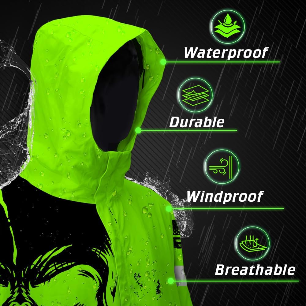 Maddly High Visibility Jacket, Waterproof Reflective Hi Vis safety Jacket with Hood for Men, Women, Outdoor Worker, Trucker