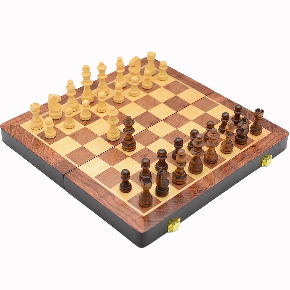 Juego de ajedrez magnético de Madera con Tablero de Almacenamiento Ajedrez