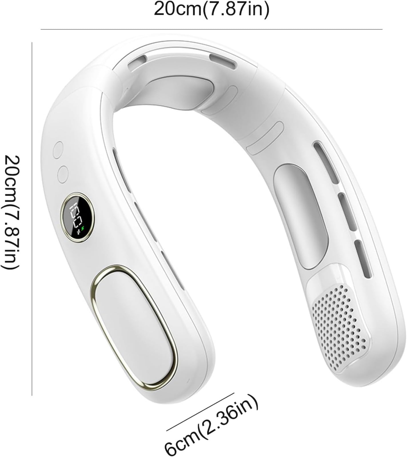 Ventilatore da collo senza pale con raffreddamento a semiconduttore, 3 velocità del vento, ventilatore portatile, ventilatore sportivo per esterni, adatto per ufficio, viaggi, sport e attività all'
