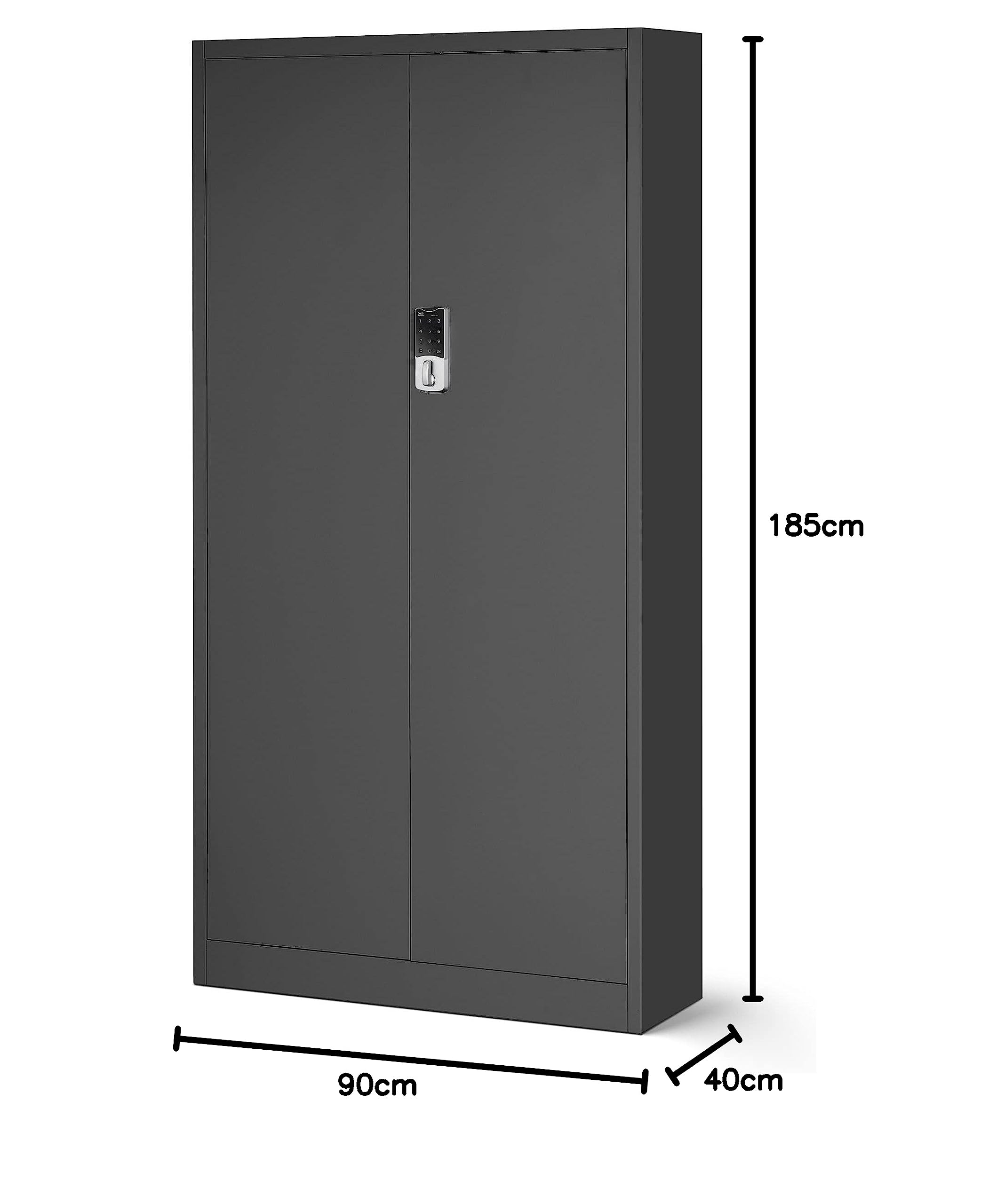 Aktenschrank mit Zahlenschloss C003 Metallschrank Stahlschrank Pulverbeschichtung 185 cm x 90 cm x 40 cm (Anthrazit)