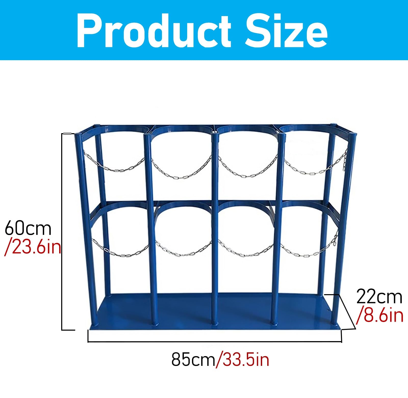 ERRULAN Oxygen Tank Storage Rack, Portable Oxygen Tank Carrier with 2 Hinges, Oxygen Tank Cylinder Holder Rack Stand Mount Floor for Home/Nursing Homes/School/Factory(85x22x60cm/33.5x8.6x23.6in)