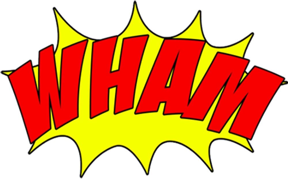 VWAQ Comic Book Wham Wall Decal, Superhero Vinyl Comic Decals for Walls Stickers CB4 (28" H X 42" W)