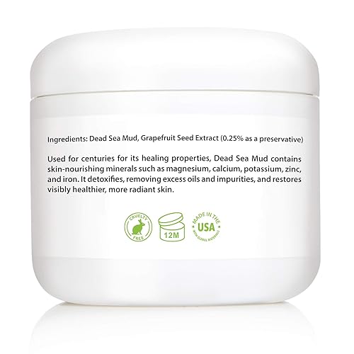 Miniatura 4 de Máscara de barro del Mar Muero de Amara Organics, para el rostro y el cuerpo, barro puro sin relleno, desintoxica y restaura la piel saludable, 8