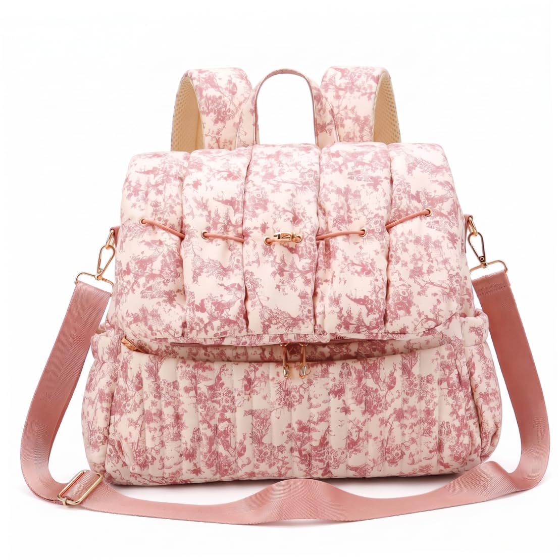 Mochila para pañales, bolsa de pañales acolchada ligera con almacenamiento organizado, color rojo vino