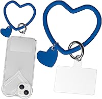 Vista 23 de Correa de silicona en forma de corazón para teléfono, correa de muñeca para teléfono celular con soporte para llavero, universal compatible