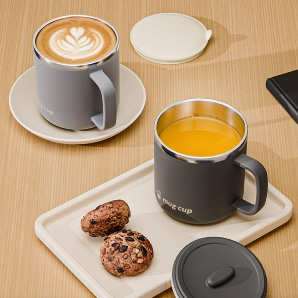 Gobelet isotherme en acier inoxydable avec couvercle, tasse isotherme à double paroi en acier inoxydable 304 pour café et thé, tasse de voyage anti-fuite avec passoire à thé et cuillère, large