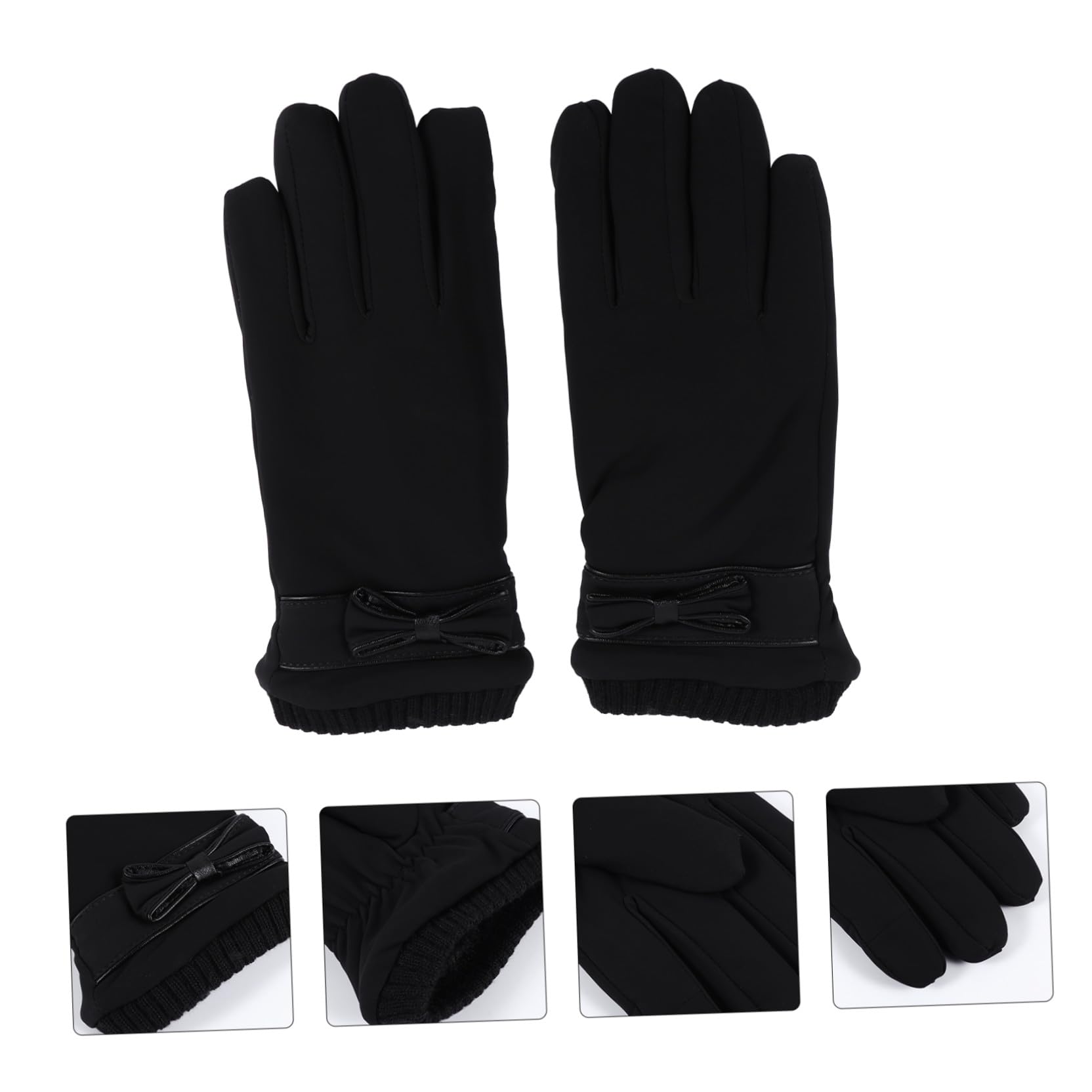 BESTYASH Guanti da donna guanti per le donne guanti da guida invernali guanto termico thermal gloves addensare i guanti invernali guanti antivento Materiale in pelle sintetica Black