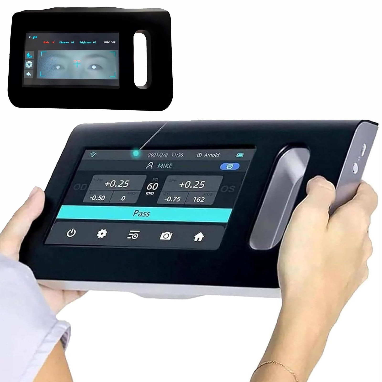 DPQYJPP Portable vision screener, 7 inch HD auto refractor, multiple language settings, with data storage function, 0-180° axis number & 98cm measuring distance, for optic ophthalmic equipment