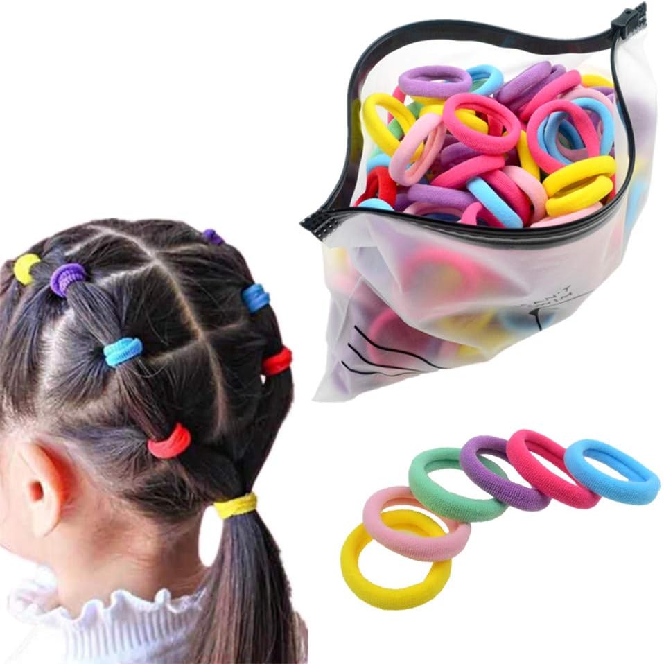 200 Pack Candy Color Girls' Elastics Hair Ties Seamless Ponytail Holder Hair Accessories