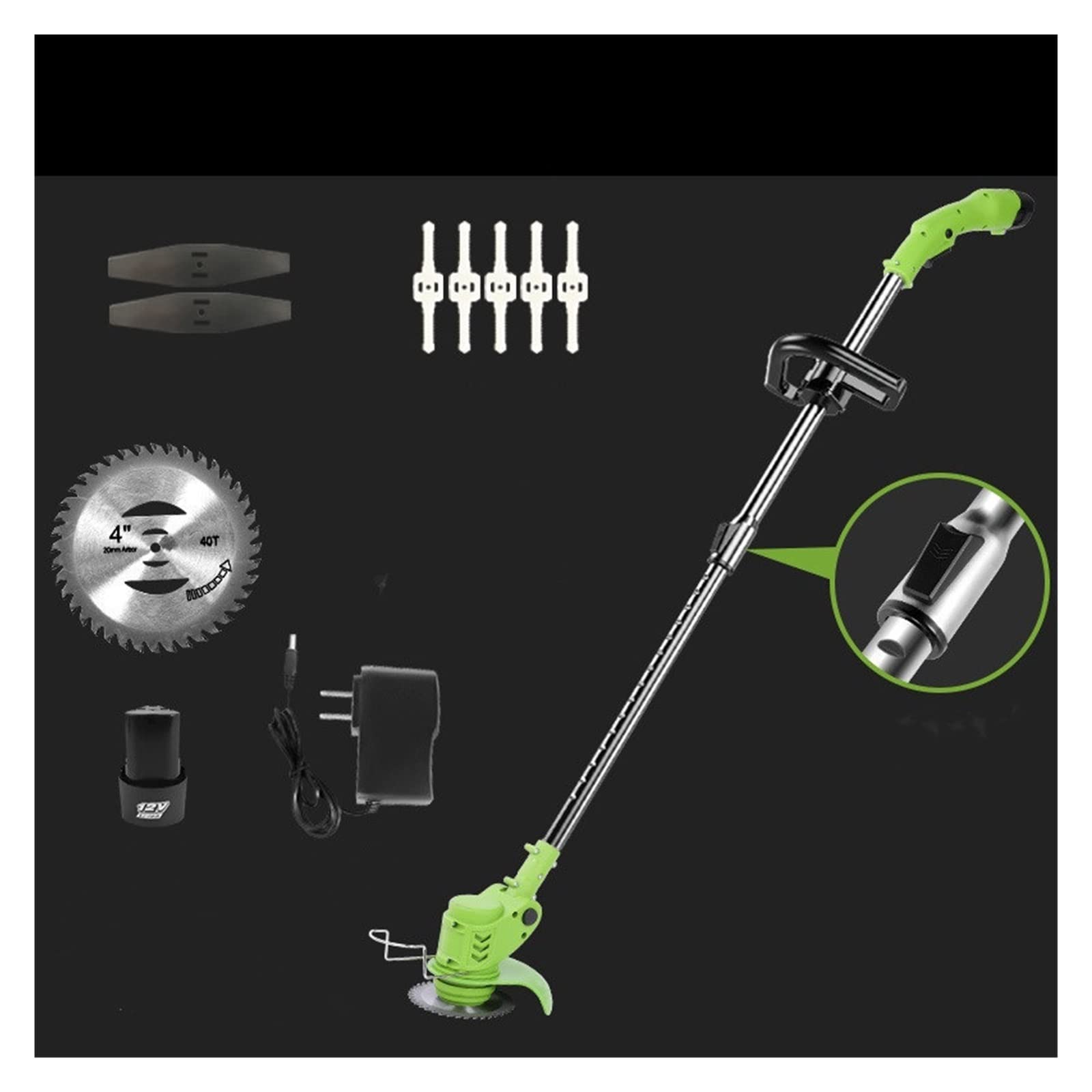 12V/24V akumulatorowa elektryczna podkaszarka do trawy z 2 bateriami 800W litowa elektryczna kosiarka do trawy chwasty Power Weeder narzędzia do przycinania ogrodu(12v green Type A)