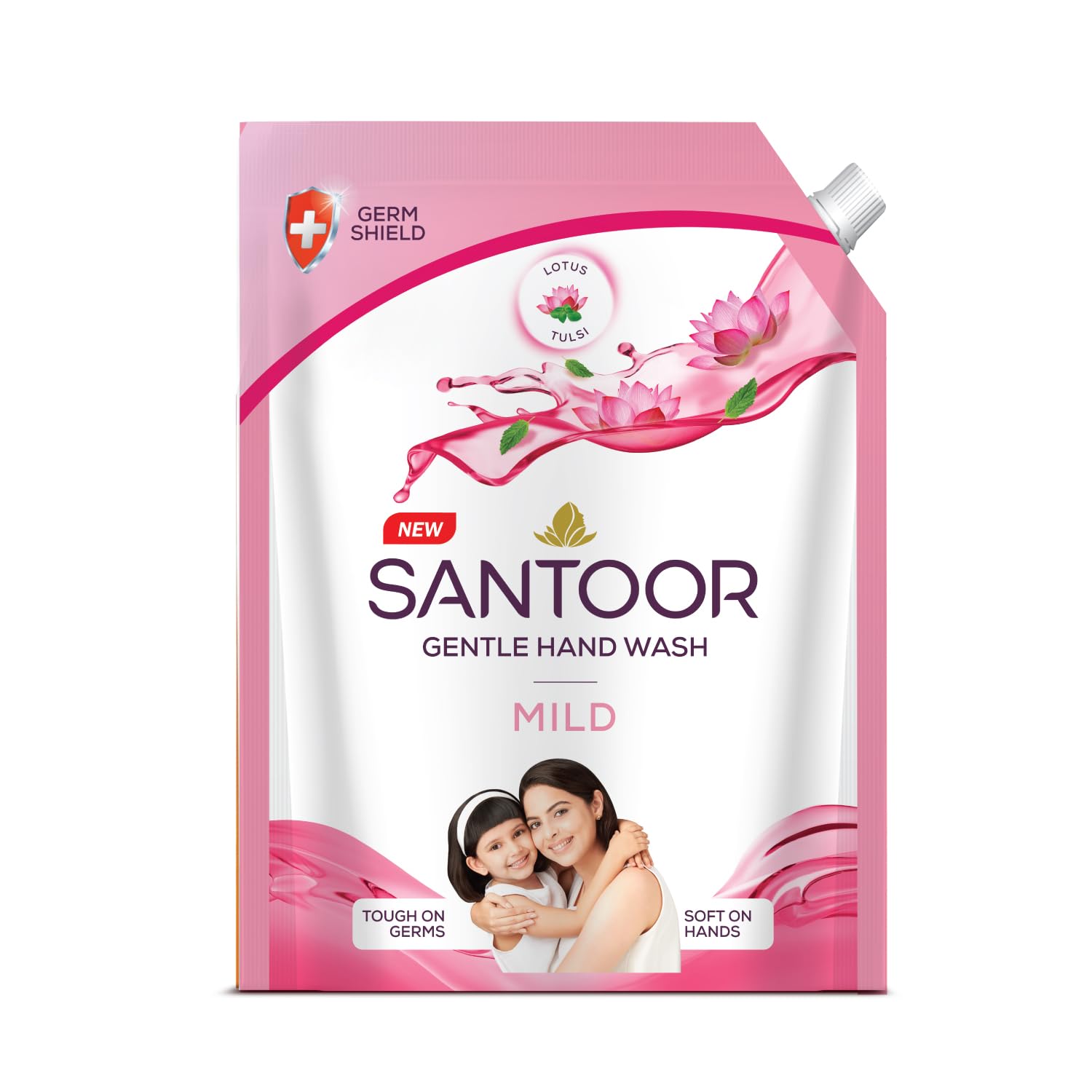 Santoor Mild Gentle Hand Wash 1350ml with Goodness of Lotus & Tulsi| Rich Lathering Formula with Anti-Bacterial Properties| Soft on Hands| Soothes & Hydrates Skin