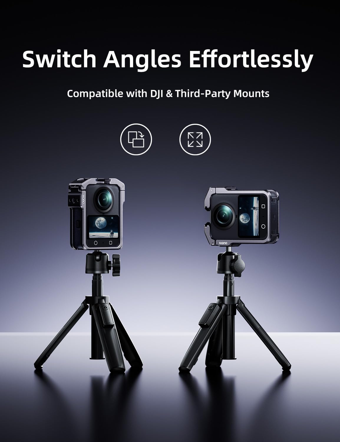 llano Aluminum Camera Cage for DJI Osmo 360 – CNC Precision Fit Protective Frame, 45g Lightweight Metal Case Compatible with DJI Mic, Cold Shoe & 1/4"-20 Mounts, Horizontal & Vertical Shooting Support - Image 6