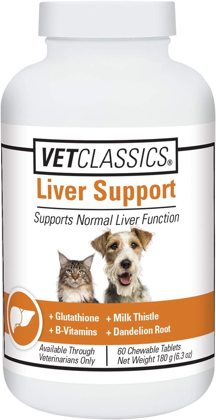 - Vet Classics Liver Support Pet Health Supplement for Dogs, Cats – Liver Functions – B-Vitamins, Glutathione, Milk Thistle – Soft Tablets, Chews – 60 Chewable Tablets