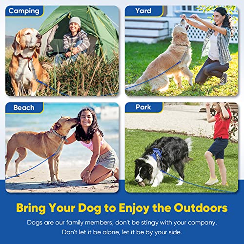 Petbobi 30Ft Tie Out Cable For Dog With Durable Spring And Metal Swivel Hooks For Outdoor, Yard And Camping, Rust- Proof Training Tether For Small To Medium Dogs Up To 120 Pounds, Blue #TOP3