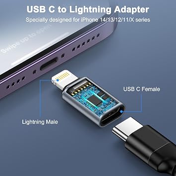 USB C to Lightning Adapter, 2Pack USB C Female to Lightning Male Adapter