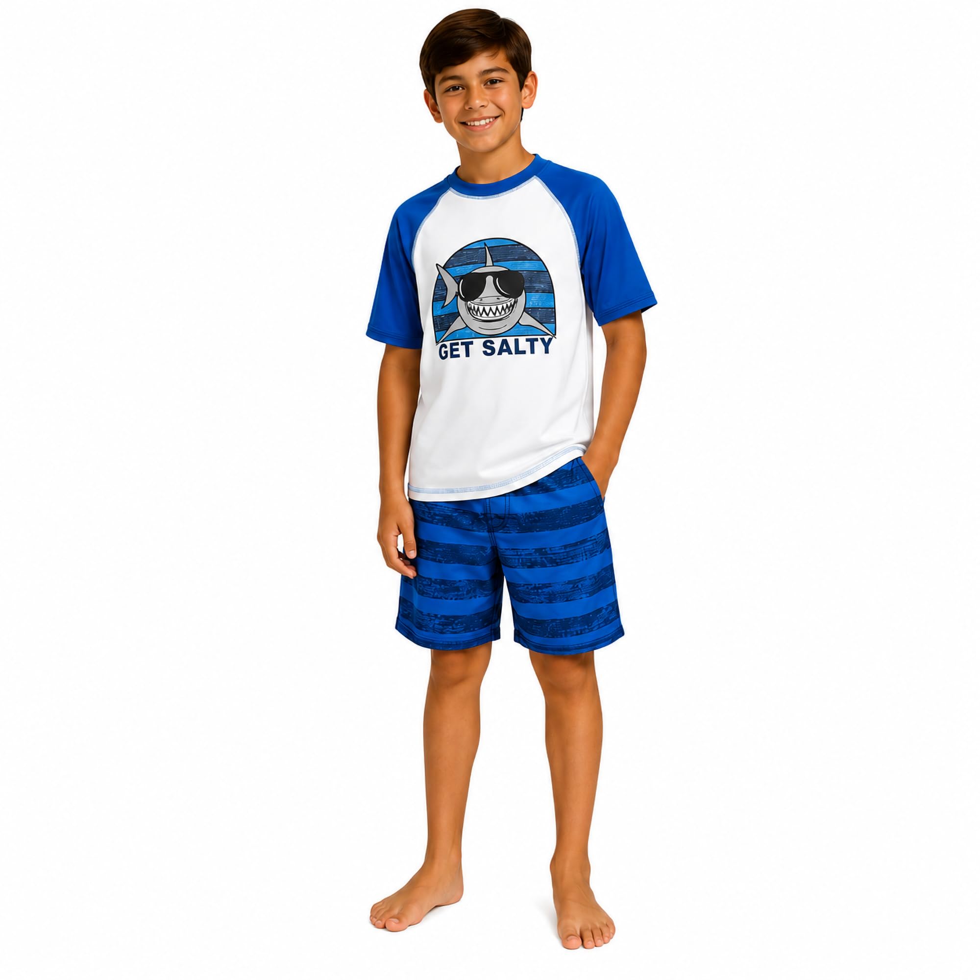 iXtreme Boys 2-Piece Rash Guard Swim Set Short Sleeve Shirt &amp; Trunks