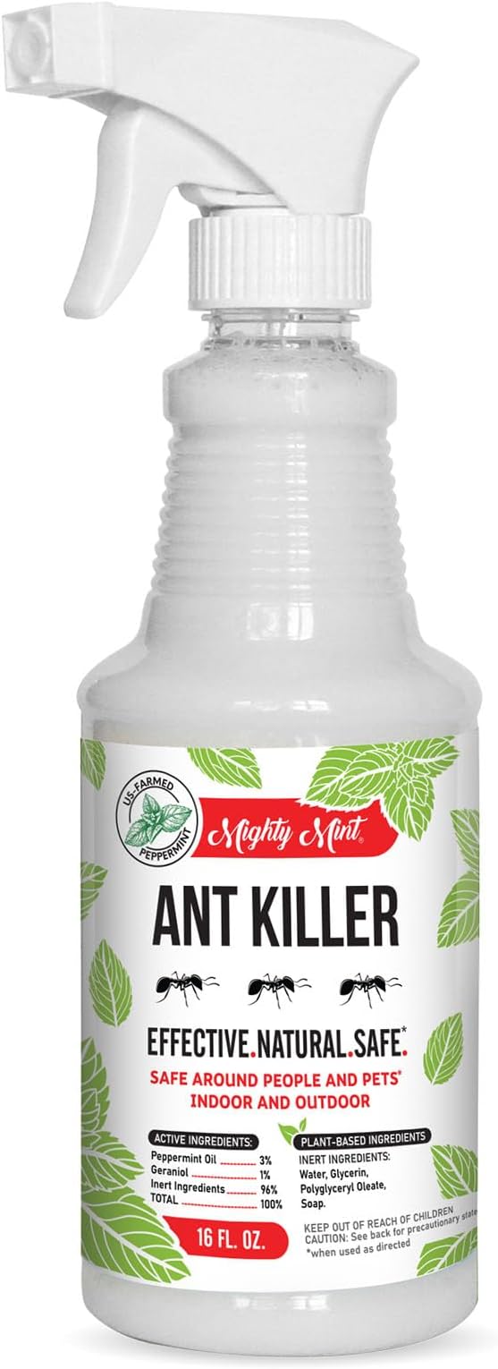 Mighty Mint Peppermint Oil Ant Killer Spray – Natural Ant Repellent for Indoor & Outdoor Use – Plant-Based Insect & Pest Control – 16 oz