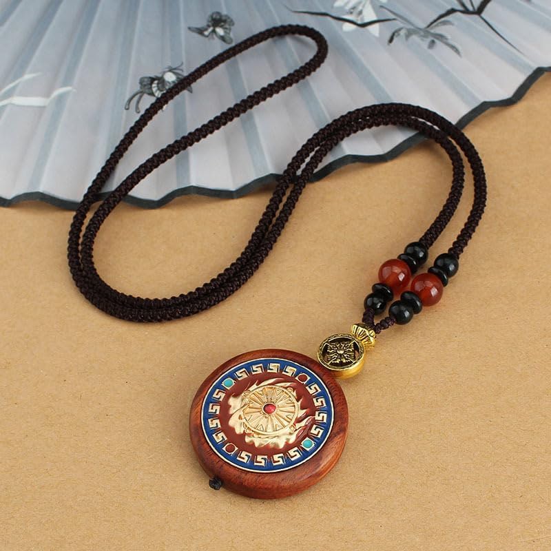 Mascot pendant Men's and Women's Wear Accessories 民族风血檀木唐卡佛牌毛衣链简约异域风情尼泊尔长款项链棉麻配饰 1Pcs(尼泊尔吉象 1Pcs(血檀木）项链)