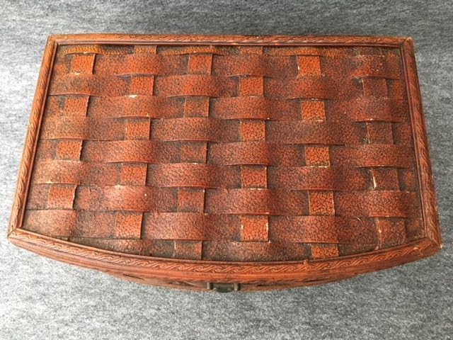 Amazon | ＜＞古い木箱革編み込み木製ケース小物入れ収納道具箱