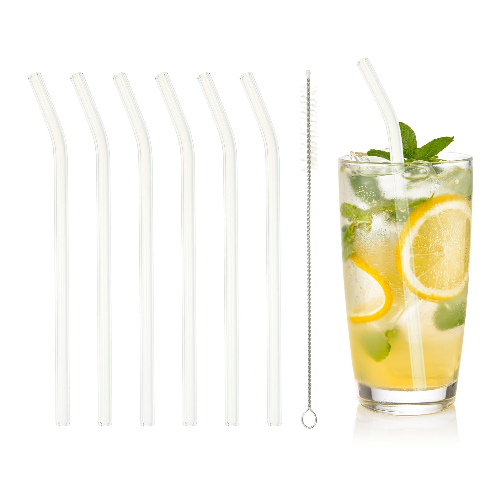 Pailles réutilisables en verre transparentes de 20 cm, l'accessoire raffiné pour thé