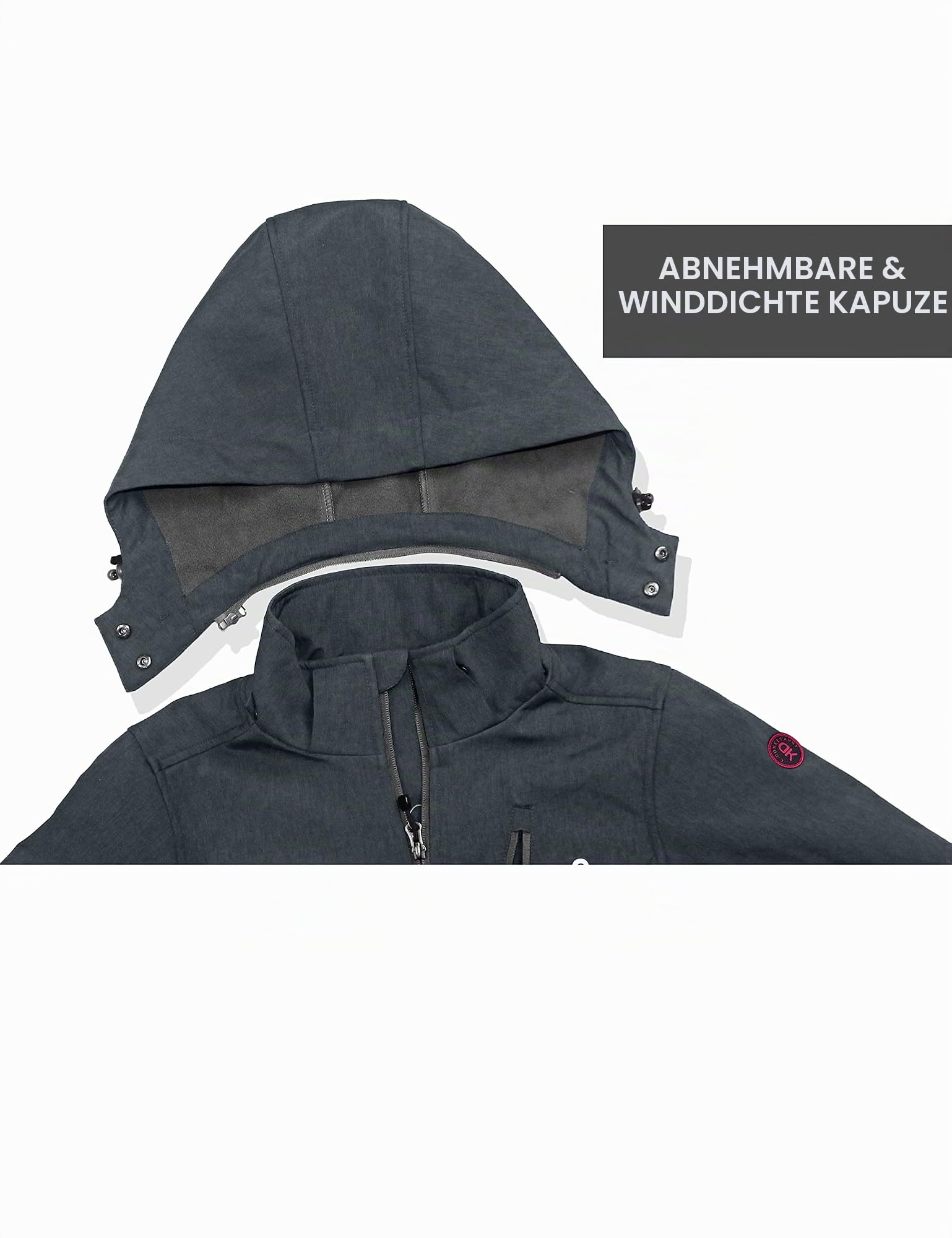 Little Donkey Andy Softshelljacke Damen Wasserdichte Atmungsaktive Fleece Warme Übergangsjacke Outdoorjacke mit abnehmbarer Kapuze