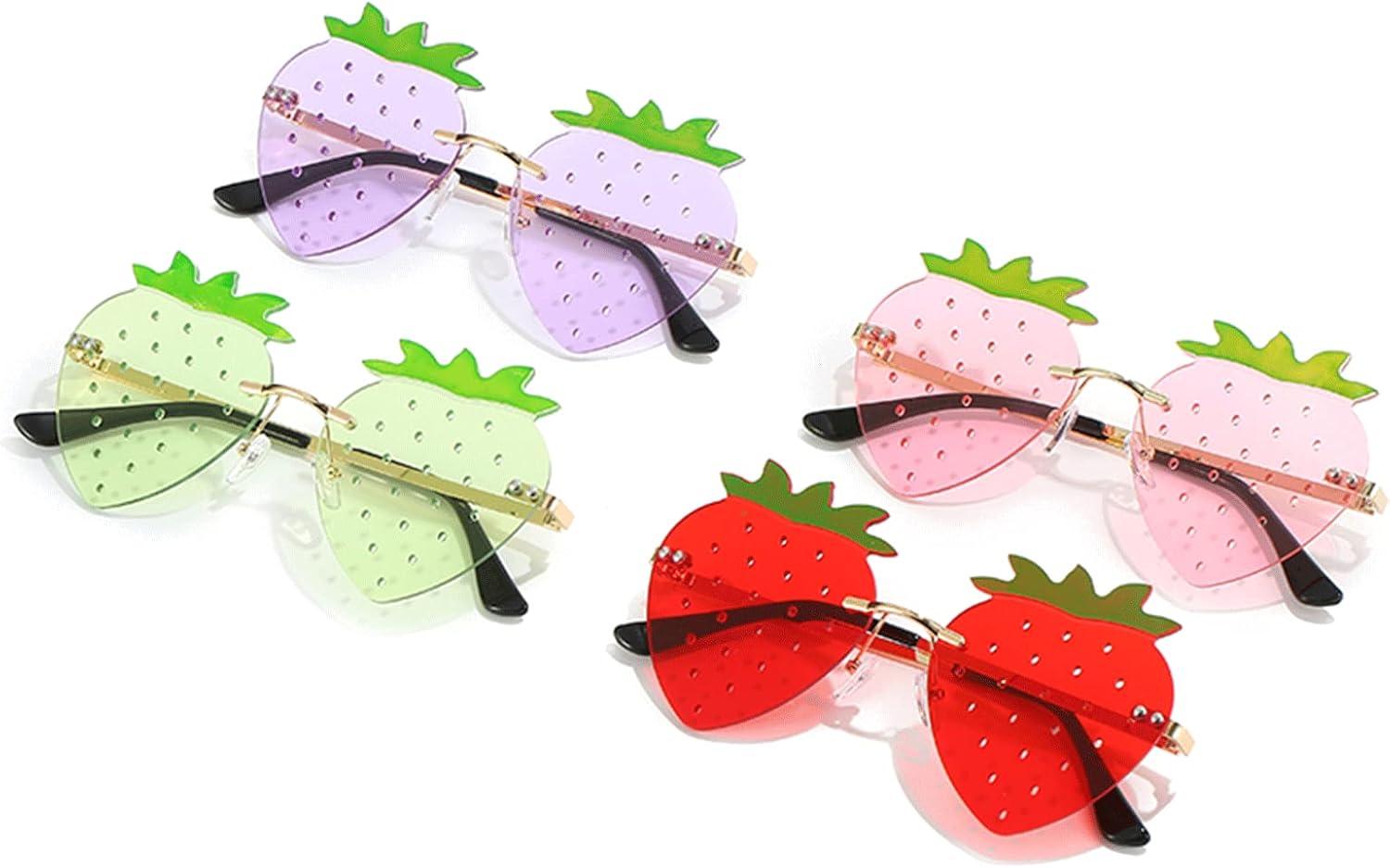 YAMEIZE Unique Strawberry Sunglasses Funky Cute - Women Men Festival Party Rave Halloween Christmas Colorful Eye Glasses - Image 6