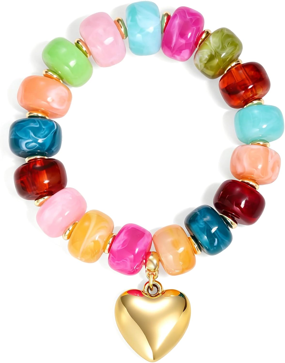 Colorful Beaded Bracelets Boho Jewelry for Women Multicolor Resin Chunky Bracelet Summer Vacation Outfits Beach Gifts
