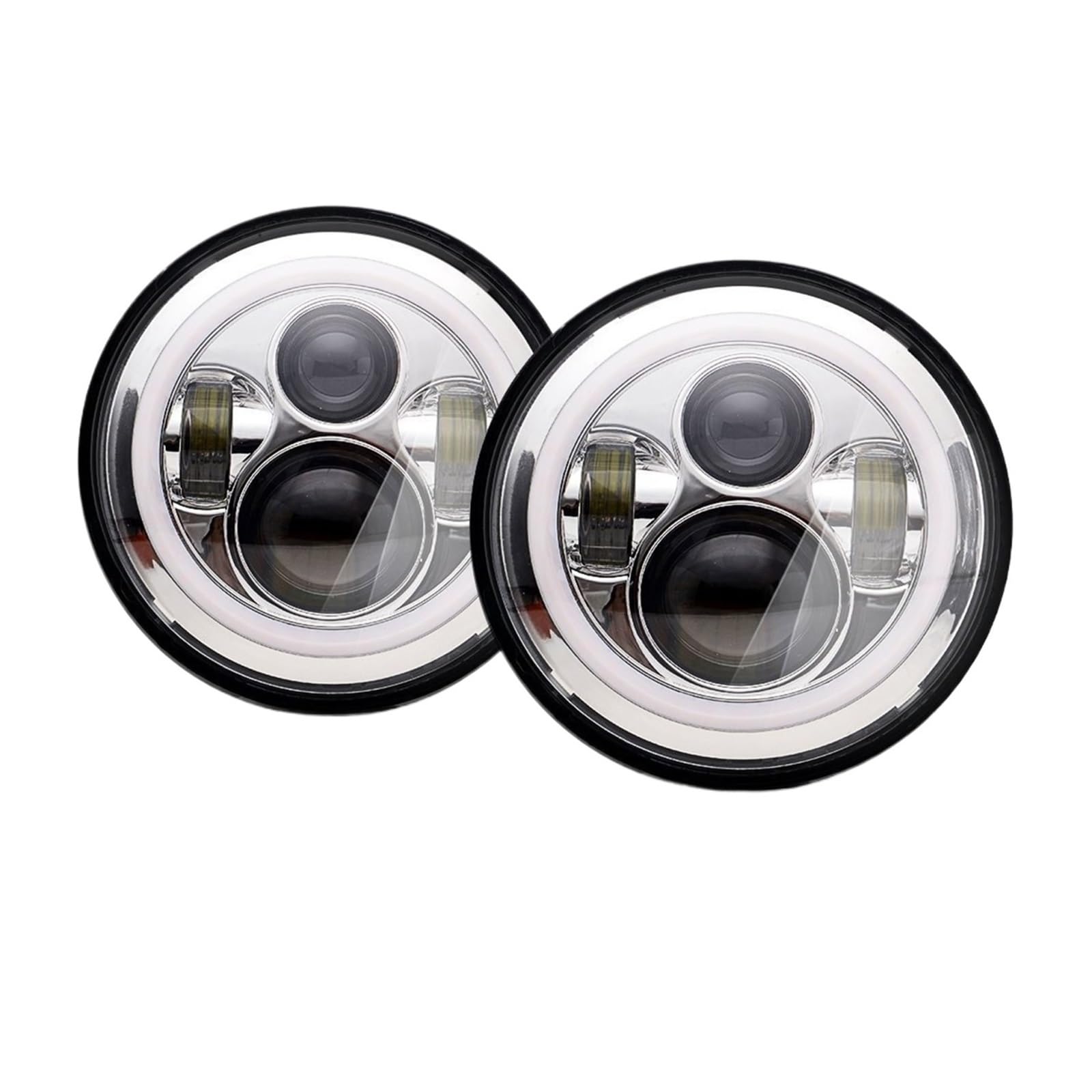 LED Oświetlenie pomocnicze Do Land rovera Defendera 90 110 | Okrągłe reflektory Halo Angel Eyes 7-calowy reflektor LED(2pcs Chrome)