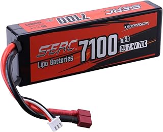 SUNPADOW 2S Lipo Battery 7.4V 7100mAh 70C Hard Case with Deans T Plug for 1/8 1/10 RC Vehicles Car Truck Tank Boat Racing Hobby
