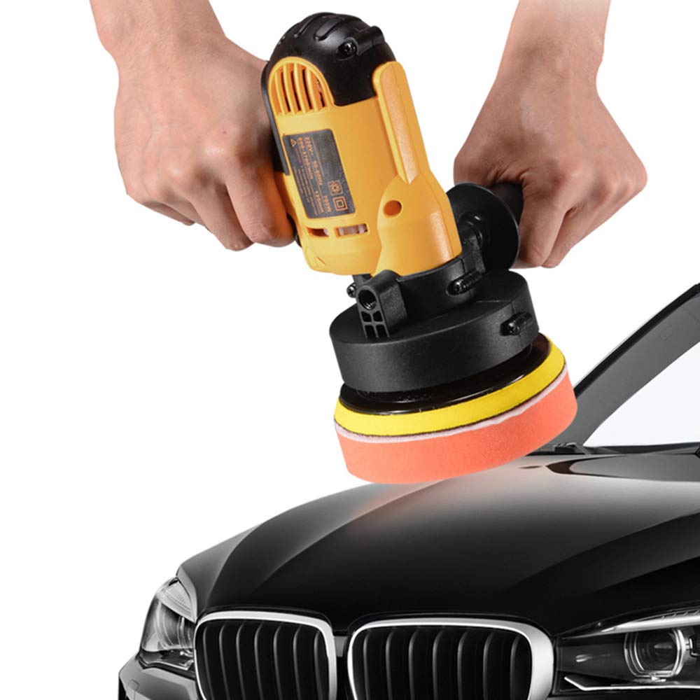 Pulidora de Automóviles 220V 700W Pulidora Multifuncional Seis Engranajes Velocidad Ajustable,para Coche Muebles (1 pulidora+ 2 Almohadillas)
