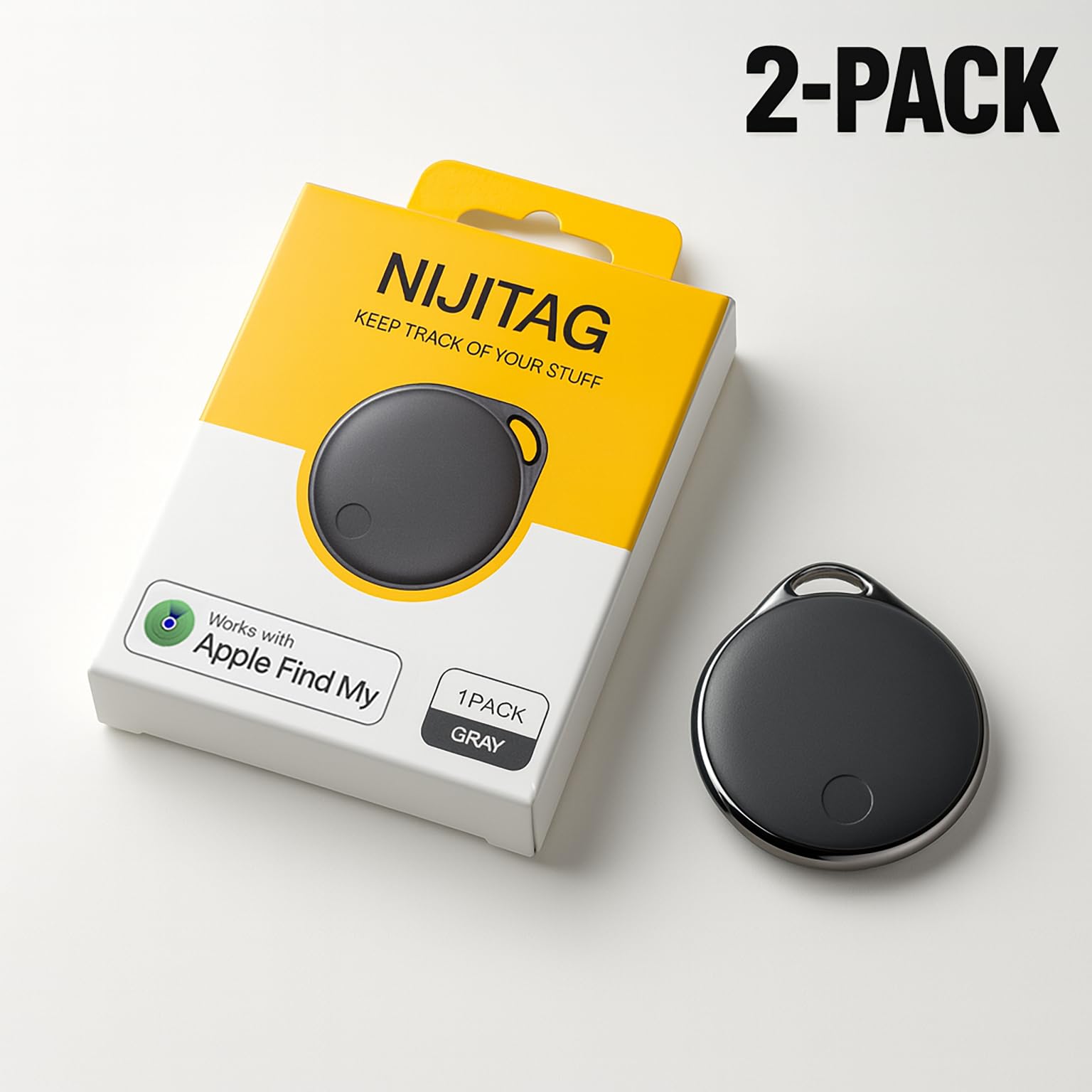 LINKSTYLE NIJITAG - Trova oggetti, Smart Key Tracker per cani, gatti, portafogli, bagagli, zaini, funziona con Apple Find My - Grigio antracite