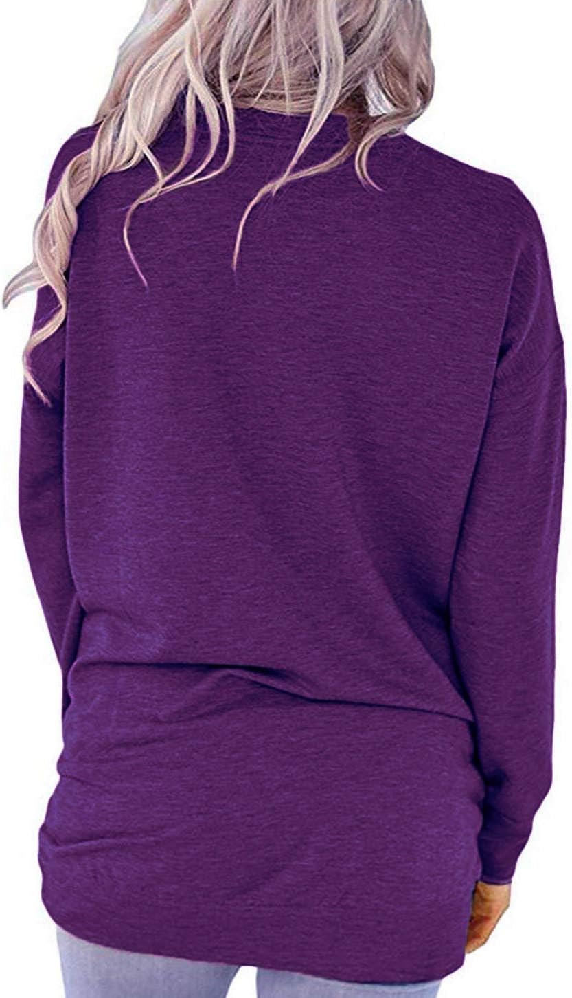 Womens Crewneck Long Sleeve Sweatshirts Casual Pullover Tops Loose Shirt with Pockets - Image 2