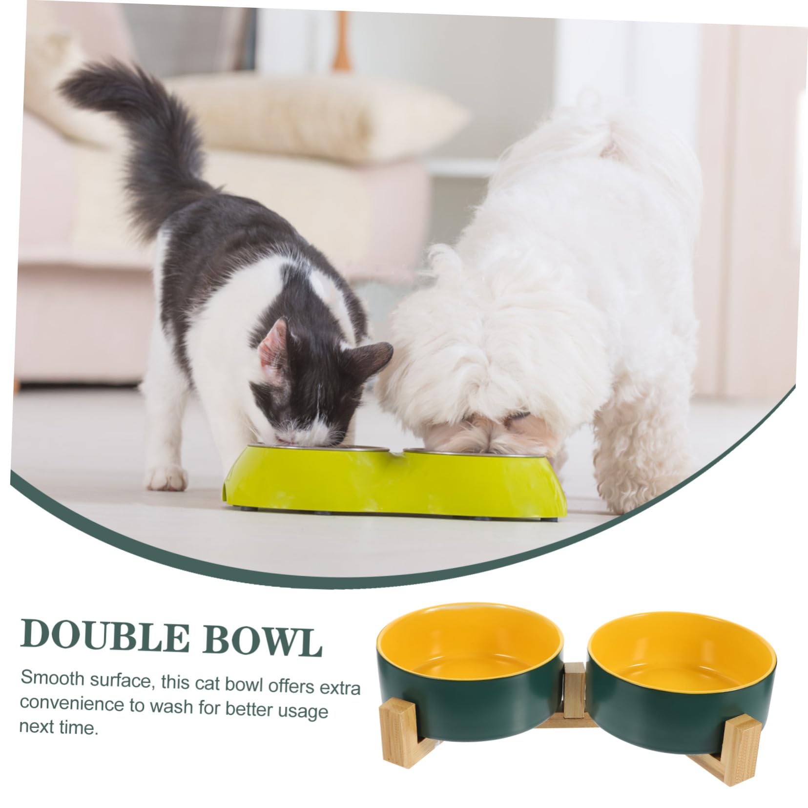 Erhöhte Keramik tiernäpfe mit Holzständer rutschfest Langlebig Glatte Oberfläche Praktisches Design für Katzen Hunde und Kleine Haustiere Vielseitig für Futter und Wasser