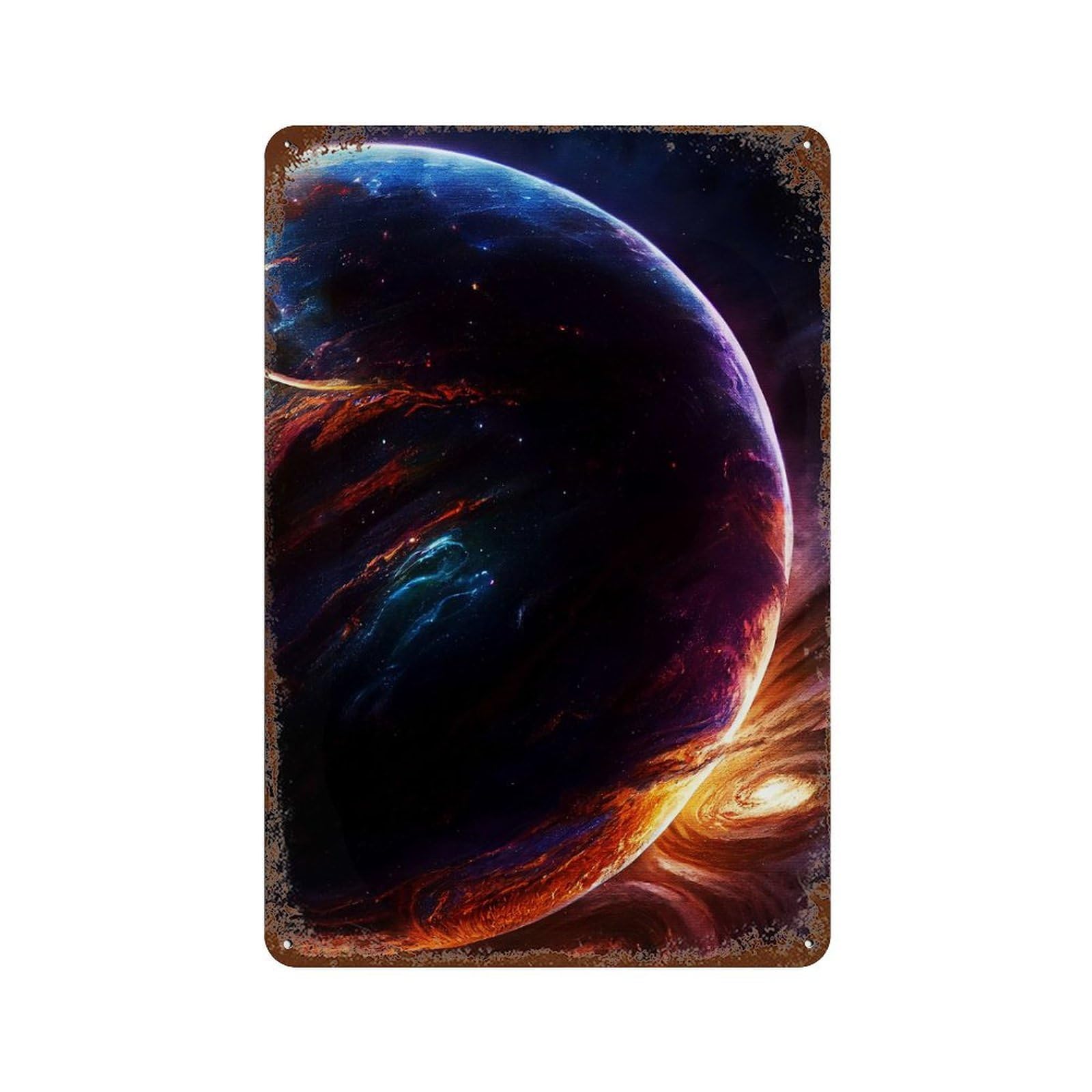 Colorful Planets Retro Metal Sign 11.8"x7.9", Decorative Metal Wall Art for Garage, Bar And Workshop Decor