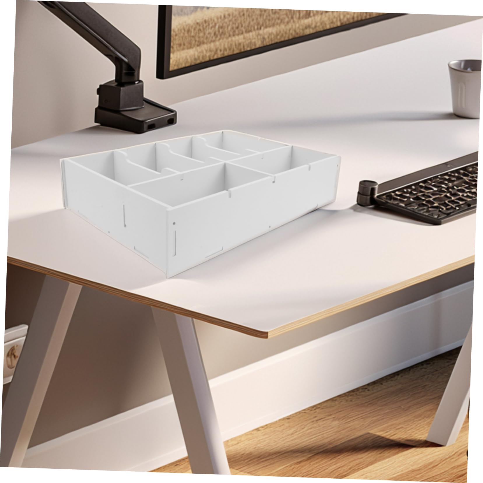 Geldsammelbox mit Mehreren Fächern aus Pvc Holzkunststoff Beige