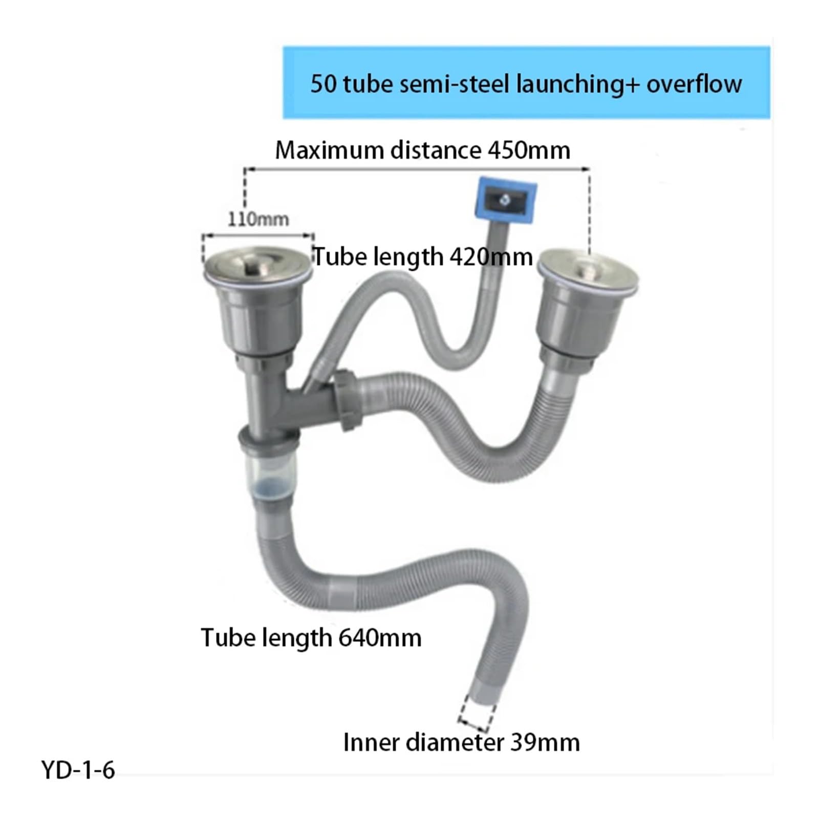 ZHGUIMING Küchenspüle aus Edelstahl, Spülbecken-Abtropfgestell, Zubehör, Spüle, Einzel- und Doppelspüle, Abflussrohr-Set(YD-1-6)