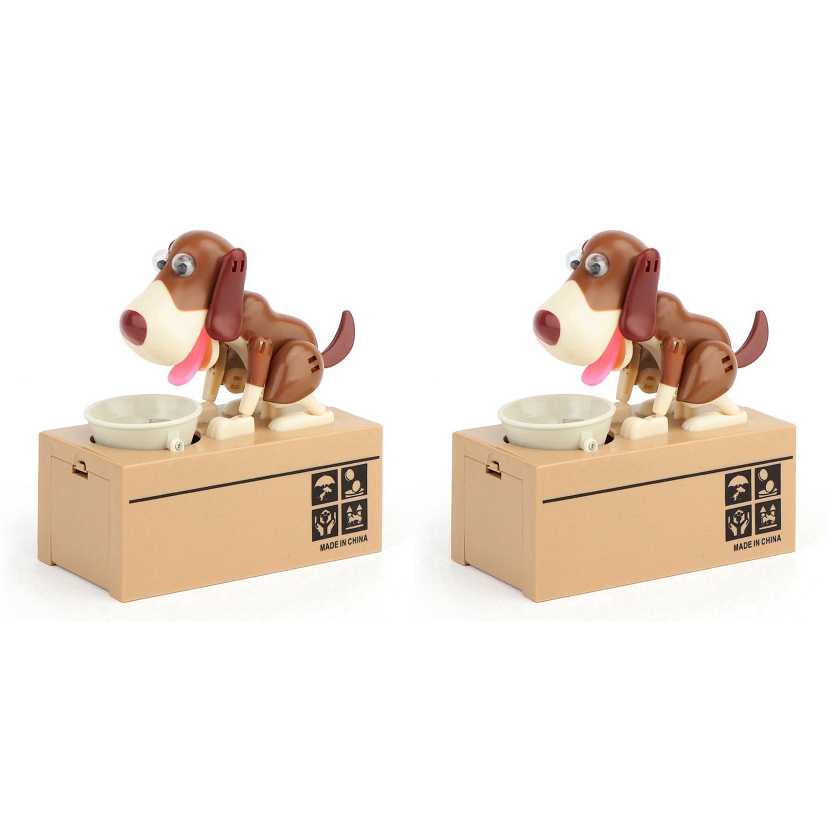 Hndhbfgrt 2X Cute Dog Coin Piggy Bank-an Ideal Christmasgift for Children, Encouraging Saving with Interesting Mechanical Exercise