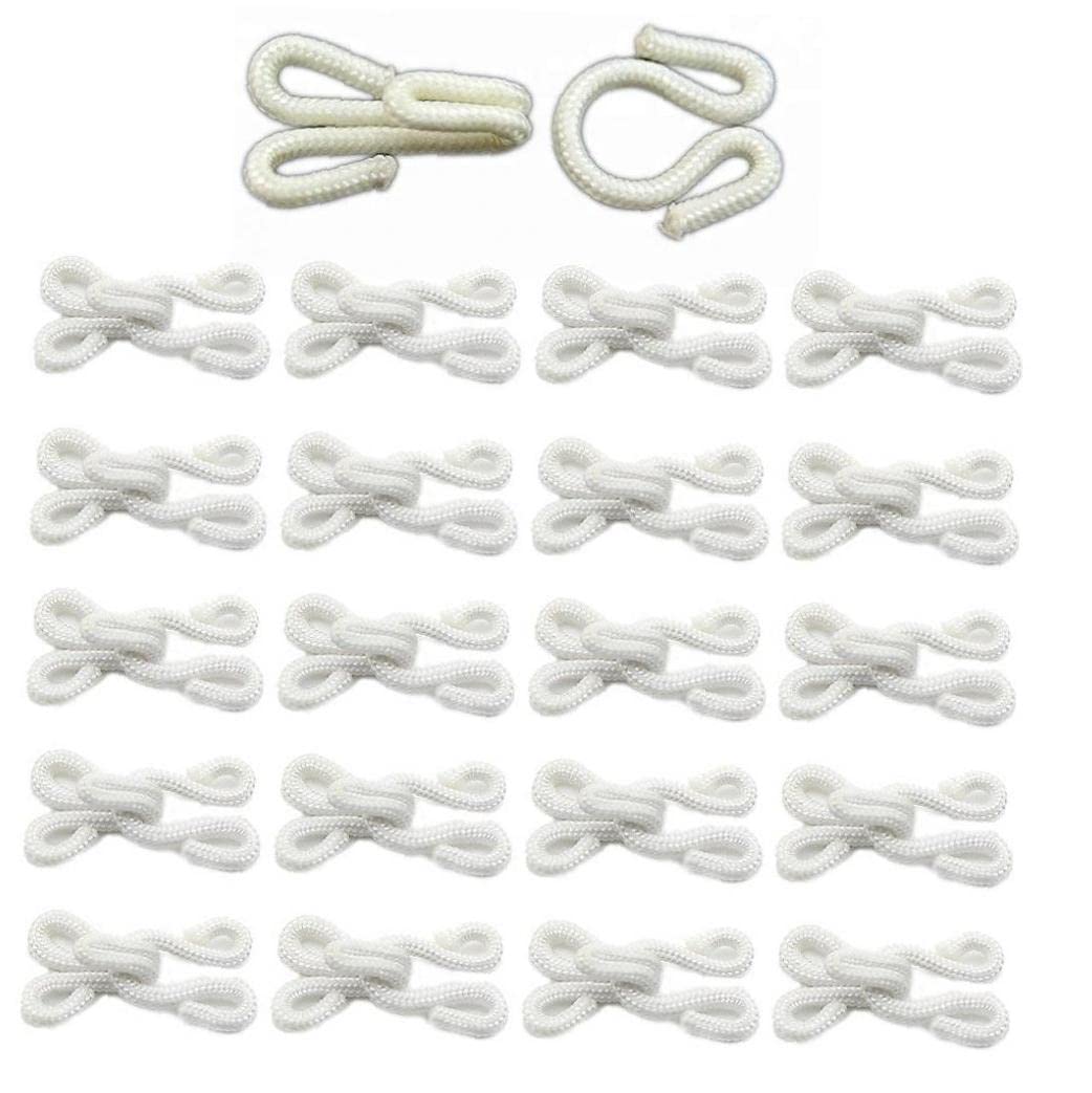 Casiler White 20 Sets Fabric Covered Hook And Eye Closures Bra Fasteners Sew On Coat Fastenings