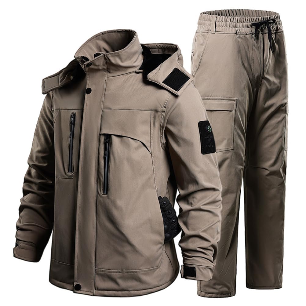 Tactical Suit - Conjunto de chaqueta y pantalones de forro polar térmico para exteriores, impermeable, 2 piezas para caza y uso militar