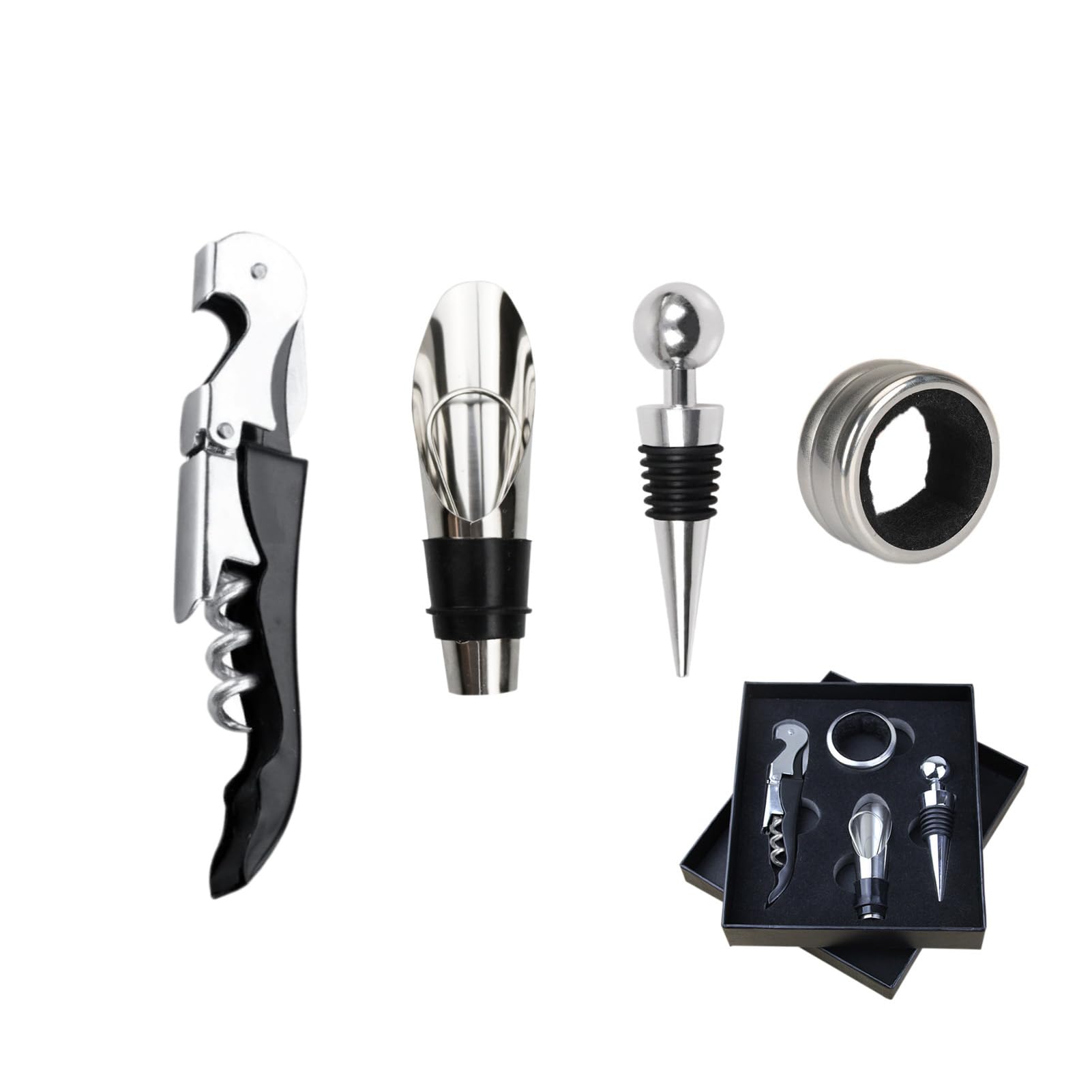 Wine Opener, 4PCS Wine Bottle Opener, Wine Aerator, Wine Key, Corkscrew for Bartenders, Servers, Families