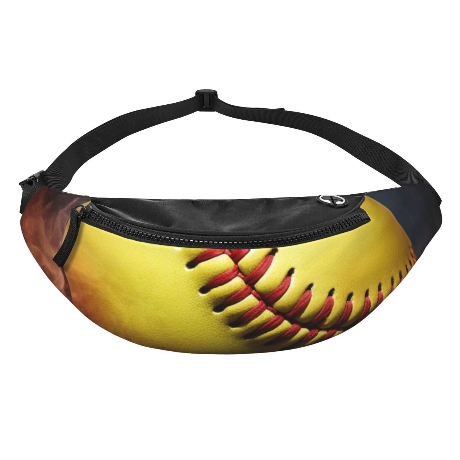 Softball Fanny Pack for Men Women Fashion Running Waist Packs Waterproof Crossbody Bags Everywhere Belt Bag with Adjustable Strap Sports Hip Pack for Travel Wallet
