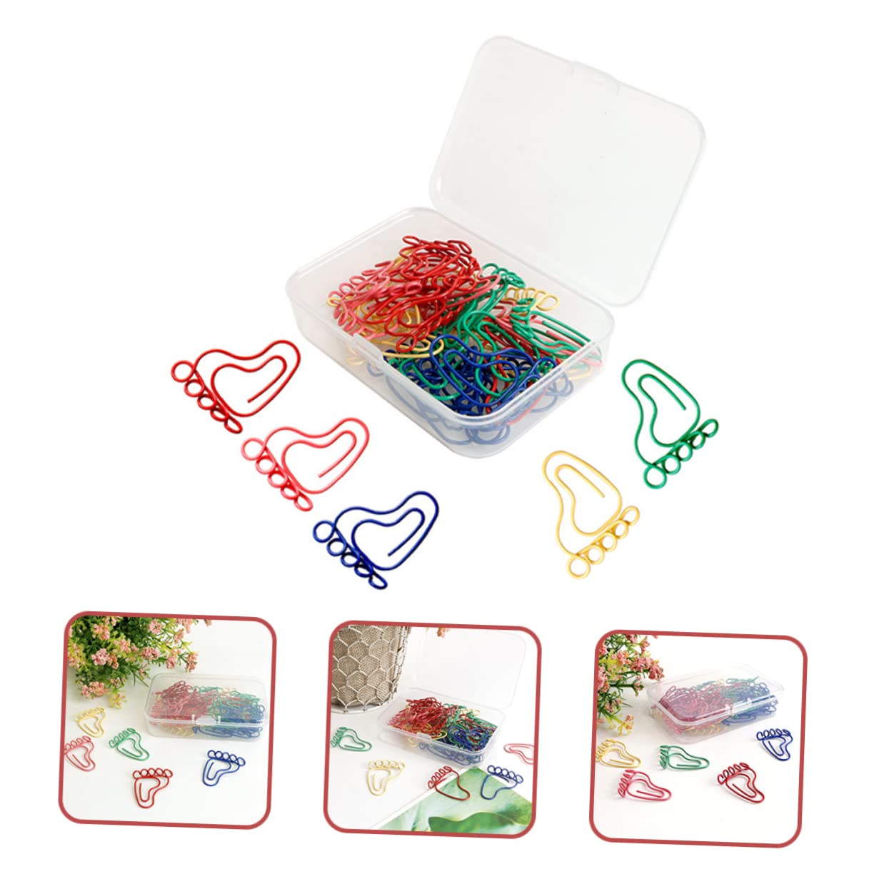 120 Piezas Clip De Papel De Pies Pequeños Pinzas Para Bloc De Agenda Clips De Papel Surtidos Clips De Papel En Forma De Pie Clips De La Carpeta Nota Clips Metal SHINEOFI