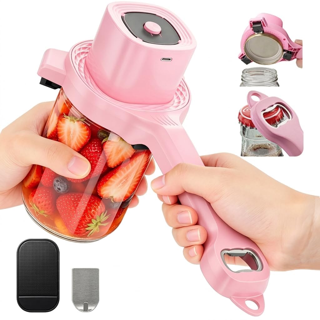Apriscatole elettrico per anziani con artrite, apribottiglie automatico One-Touch ricaricabile USB-C 2 in 1, gadget da cucina per mani deboli